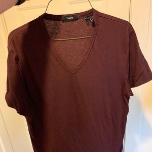 Men's Theory Dark Red V Neck T-Shirt